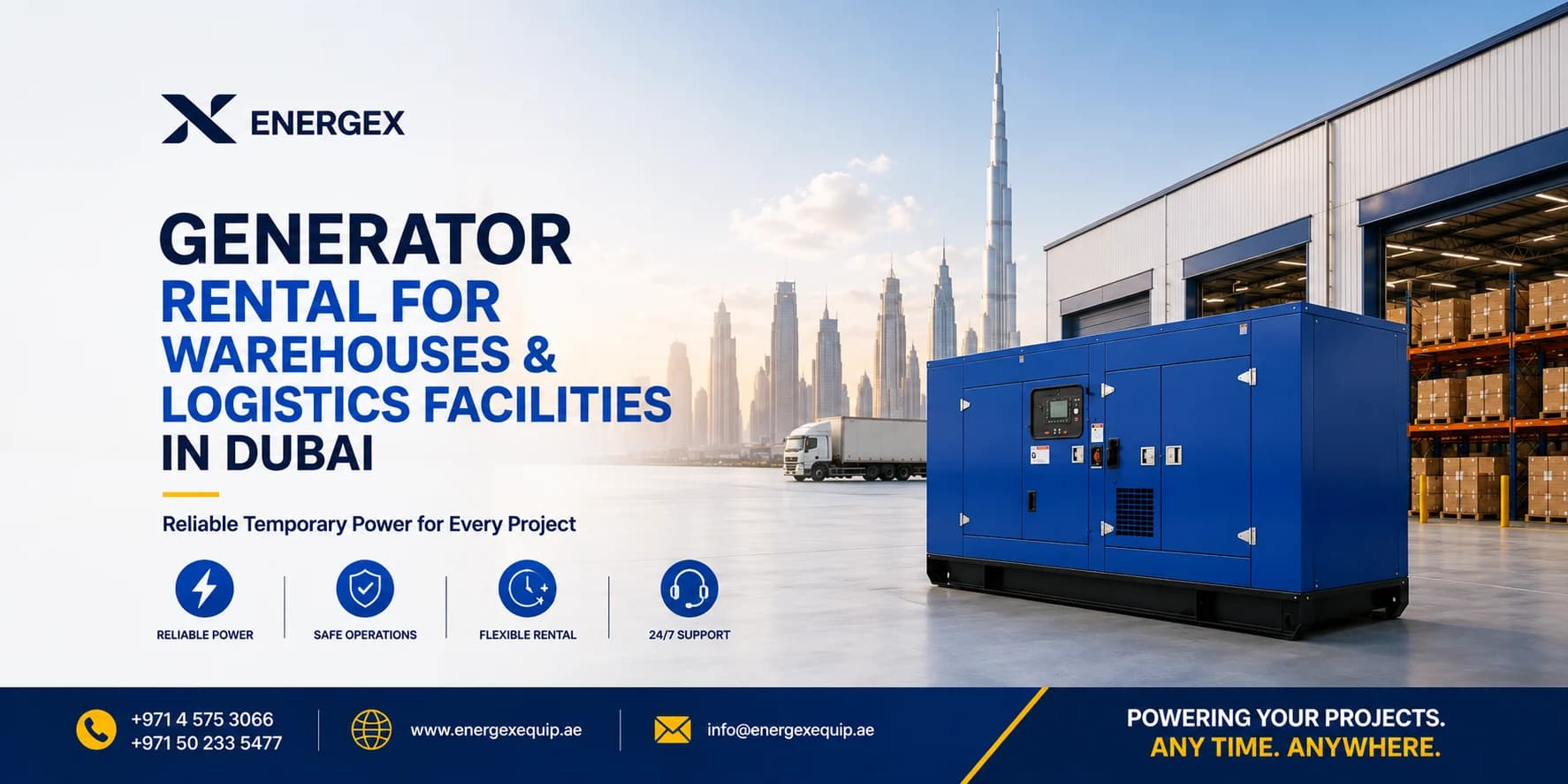 Generator Rental for Warehouses and Logistics Facilities in Dubai