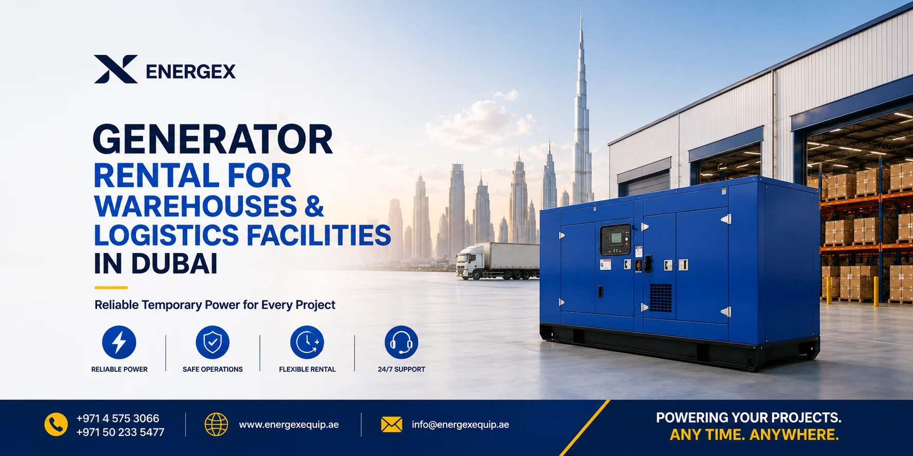 Generator Rental for Warehouses & Logistics Facilities in Dubai