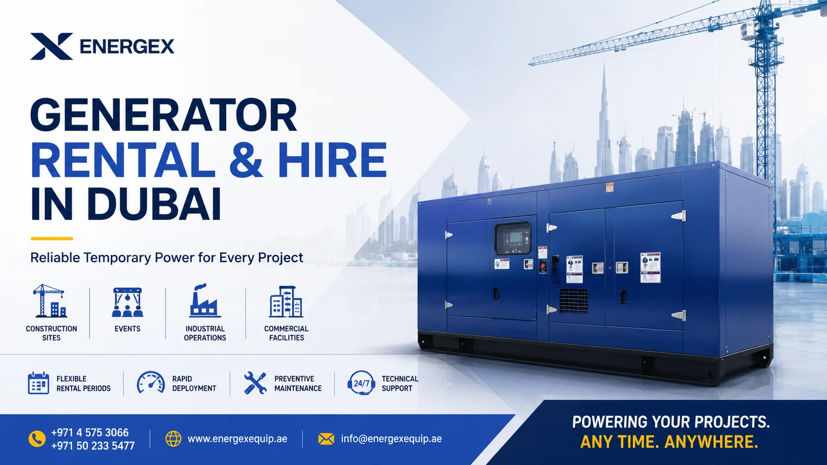 Generator Rental & Hire in Dubai: Reliable Temporary Power